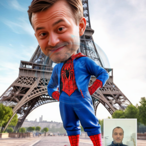 Homme a la tour Eiffel spiderman